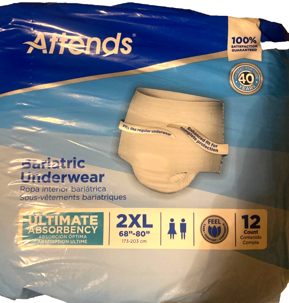 Attends Bariatric Incontinence Briefs Underwear Diapers Ultimate Absorbency 2XL