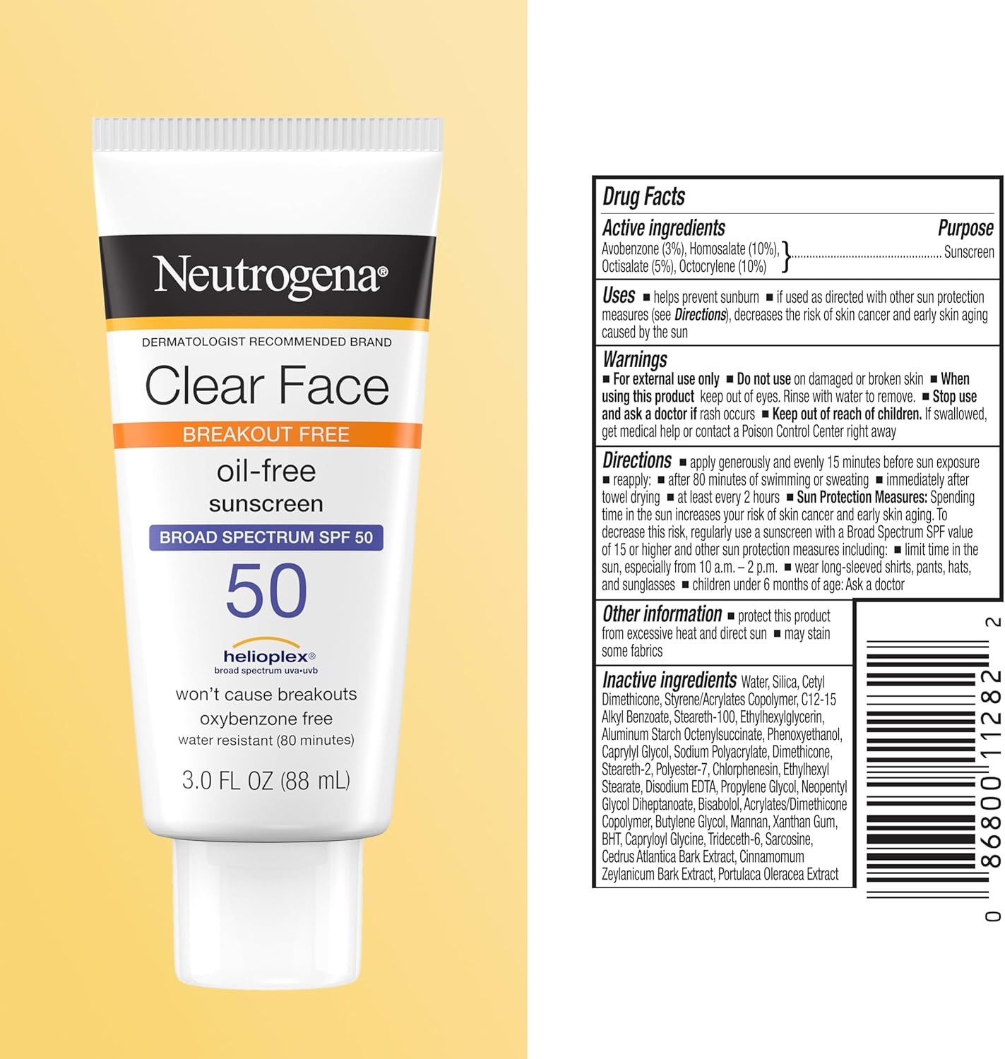 Neutrogena Clear Face Sunscreen Lotion SPF 50 for Acne-Prone Skin Broad Spectrum