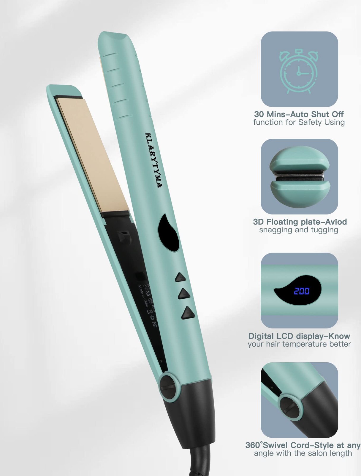 Hair Straightener Flat Iron, Portable Hair Straightener and Curler 2 in 1, Insta