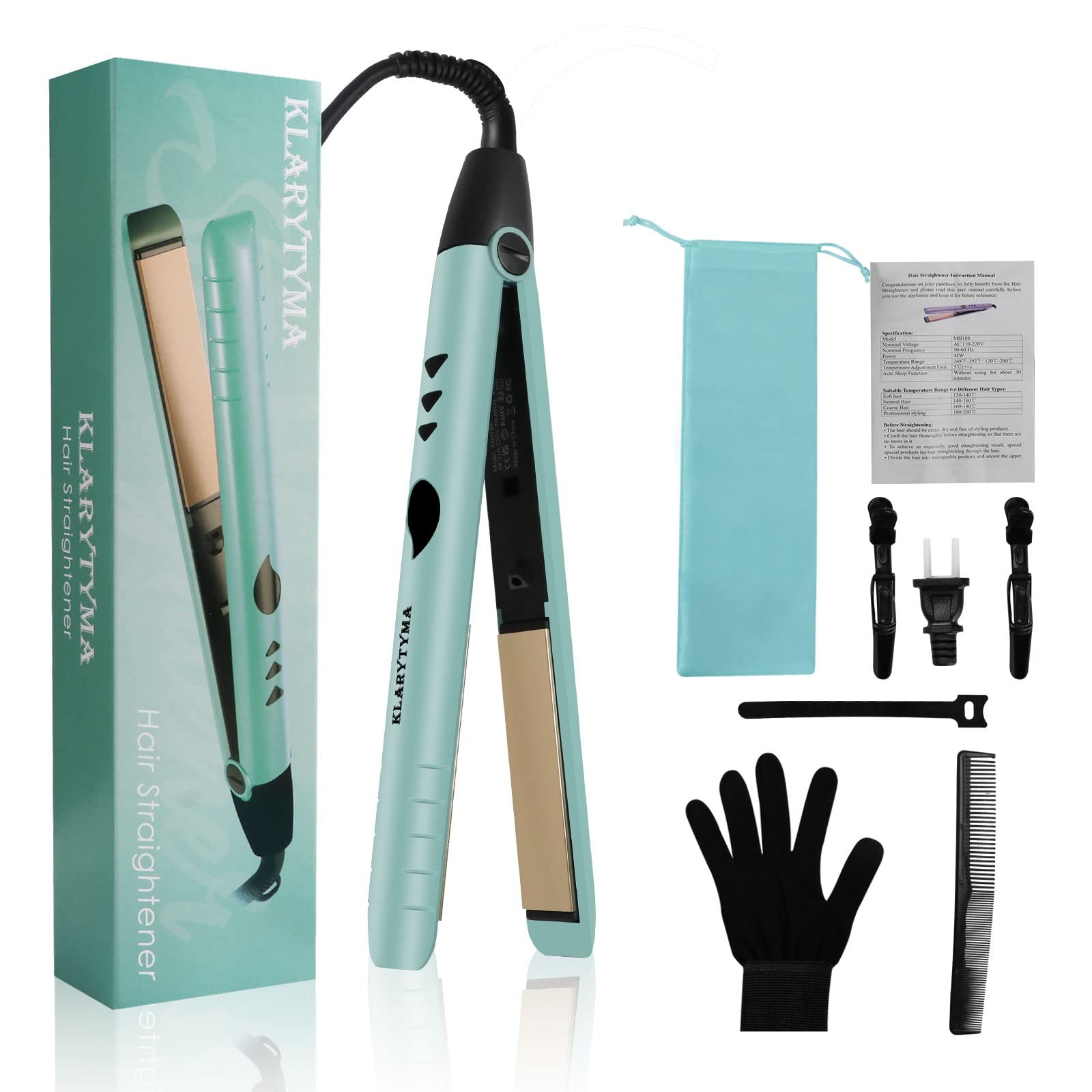 Hair Straightener Flat Iron, Portable Hair Straightener and Curler 2 in 1, Insta