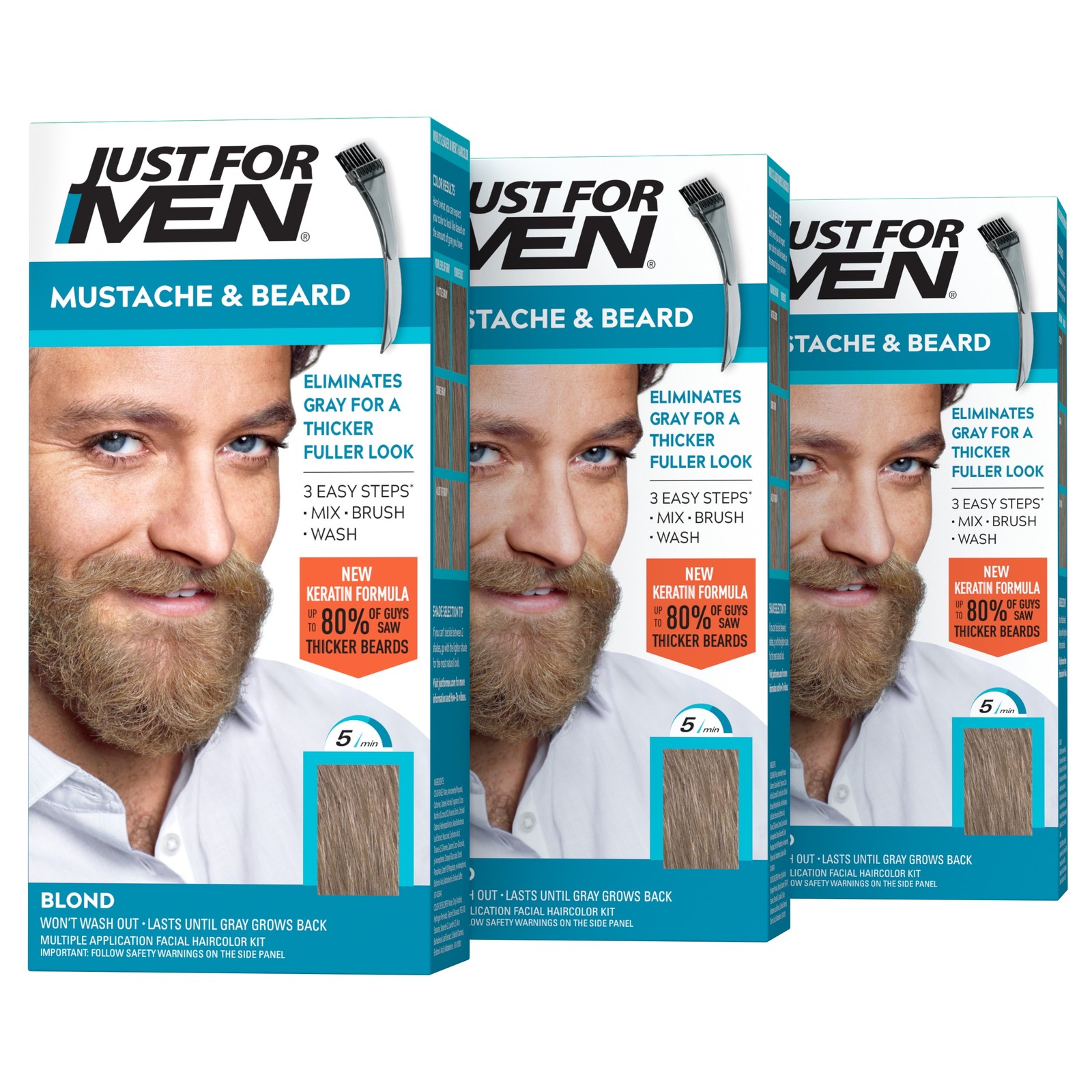 Just For Men Mustache & Beard, Beard Dye for Men with Brush Included